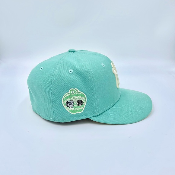 New Era New York Yankees 1977 All Star Patch Mint Green Hat Size 7 5/8 Yellow UV - Picture 2 of 16